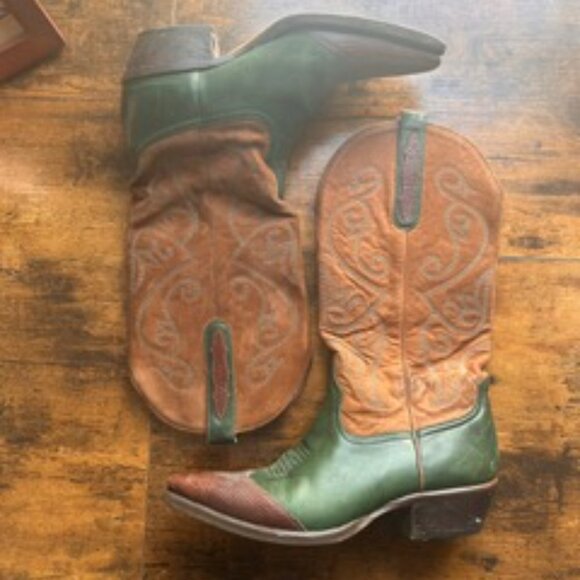 Nine West Leather Evie Cap Toe Cowboy Boots - Picture 2 of 6